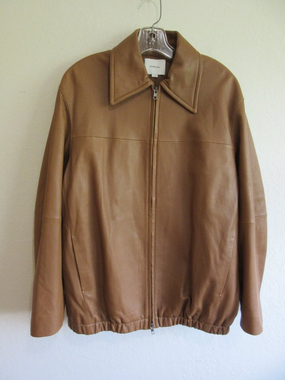 VINCE Carmel/Tan L Lambs Leather Long Sleeve Jacket